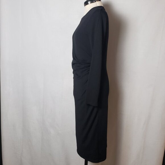 Banana Republic Soft Lux Shirred Side Sheath Midi Dress Black Ladies Size Med - Picture 2 of 13